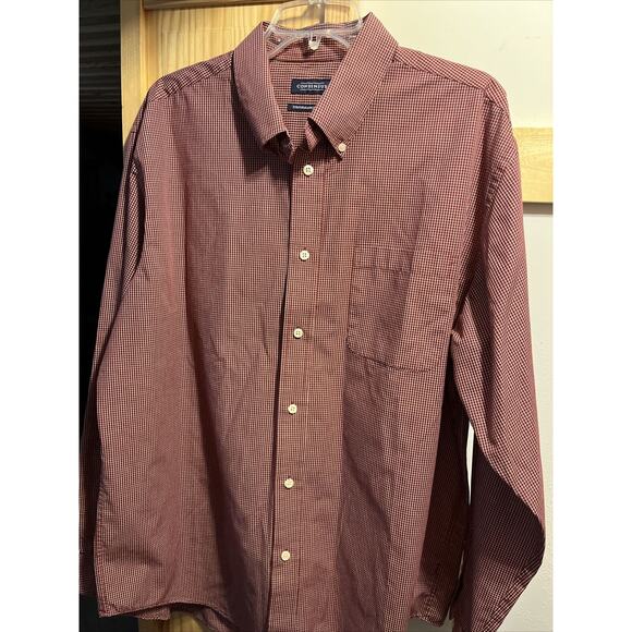 Consensus Men’s XL Red Check Long Sleeve Button Down Polyester Blend Shirt - Picture 8 of 14
